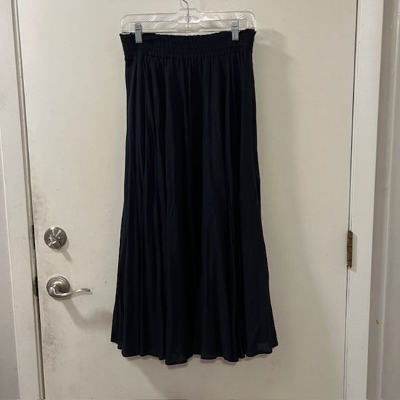 Vintage CYGNE Design Womens Black Elastic Waste Flowy Midi Skirt Rayon Sz SM - Picture 4 of 12